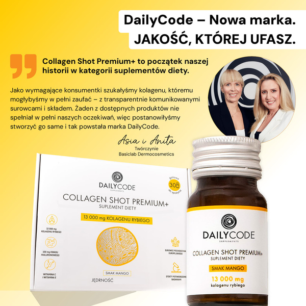 Collagen Shot Premium+, 13 000 mg kolagenu rybiego, 30 szt., smak mango